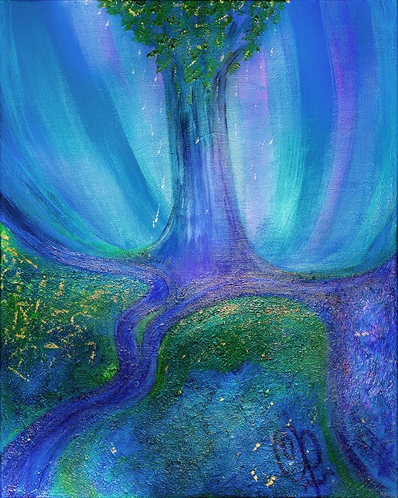 «Древо и Воды с Небес» /5.09.2025/ Холст, акрил. 50х40